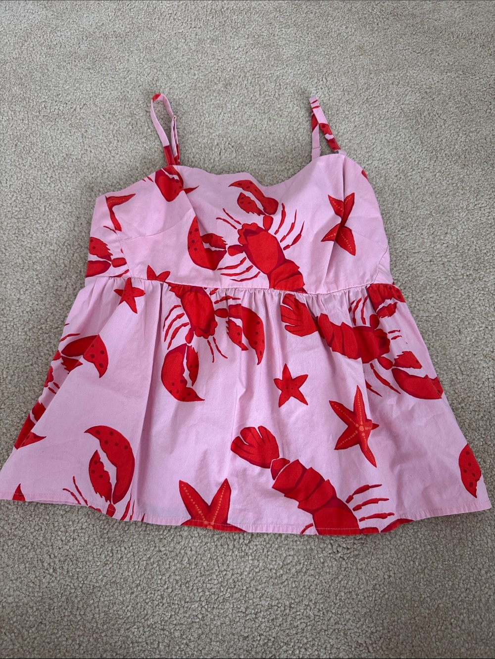 J. Crew Pink Camisole with Red Lobster Print